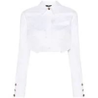 elisabetta franchi chemise crop à logo brodé - blanc