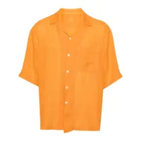 120% lino chemise à boutonnière sur le devant - orange
