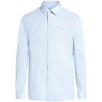 lacoste chemise rayée à logo appliqué - bleu