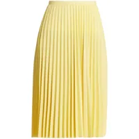 lacoste jupe mi-longue plissée à bande logo - jaune