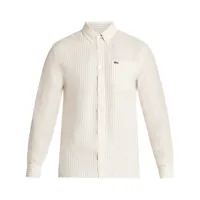 lacoste chemise rayée en lin - blanc