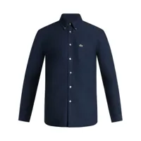 lacoste chemise en coton à logo appliqué - bleu
