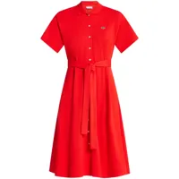 lacoste robe-polo ceinturée à patch logo - rouge