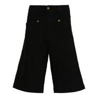 versace jeans couture short en jean à coutures apparentes - noir