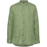 120% lino chemise en lin à col officier - vert