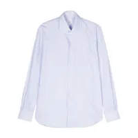 mazzarelli chemise en coton à fines rayures - bleu