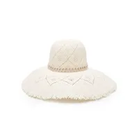 borsalino chapeau en raphia tressé à détail de pompon - blanc
