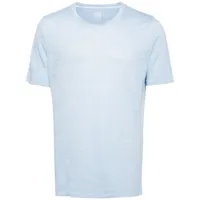 120% lino t-shirt en lin à manches courtes - bleu