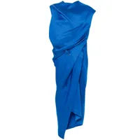 issey miyake robe drapée enveloping - bleu