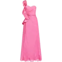 badgley mischka robe-bustier à détails de volants - rose