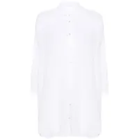 120% lino chemise à boutonnière sur le devant - blanc