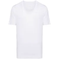 120% lino t-shirt en lin à col v - blanc
