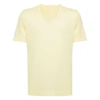 120% lino t-shirt en lin à col v - jaune