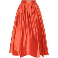 atu body couture jupe mi-longue en soie à plis - orange