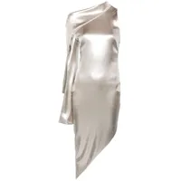 genny robe mi-longue asymétrique à découpe - argent