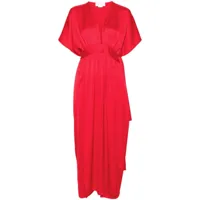 genny robe longue en satin à col v - rouge