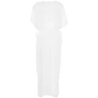 genny robe longue ceinturée en soie - blanc