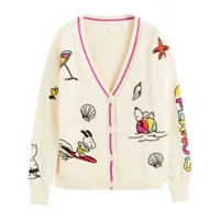 chinti & parker cardigan snoopy summer en maille intarsia - tons neutres