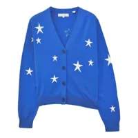 chinti & parker star-intarsia cotton cardigan - bleu