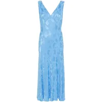 rixo robe longue sandrine à fleurs en jacquard - bleu