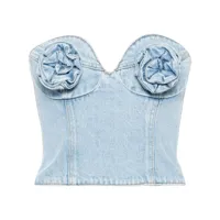 magda butrym corset en jean à appliques fleurs - bleu
