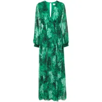 ermanno firenze robe longue à imprimé feuillage - vert