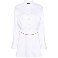 elisabetta franchi robe-chemise à ceinture en chaîne - blanc