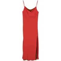 semicouture robe longue à doublure contrastante - rouge