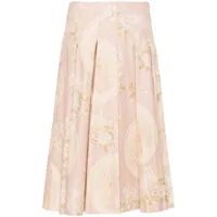 semicouture jupe plissée en coton à fleurs - rose