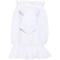 patou robe courte volantée à taille ceinturée - blanc