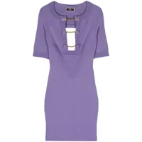 elisabetta franchi robe courte à boutons décoratifs - violet