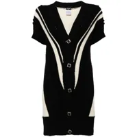 chanel pre-owned robe courte en maille à chevrons imprimés (2008) - noir