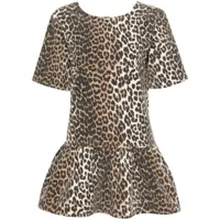ganni robe courte à imprimé léopard - marron
