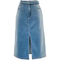 izzue jupe mi-longue en jean à taille ceinturée - bleu