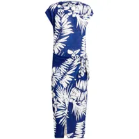 polo ralph lauren robe longue en lin à fleurs - bleu
