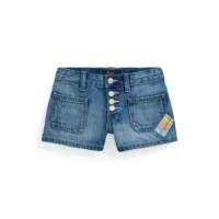 ralph lauren kids short en jean à détail de patch - bleu