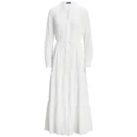 polo ralph lauren robe longue à détails d’œillets - blanc