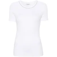 peserico t-shirt nervuré à détail de chaîne - blanc