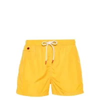 kiton short de bain à logo brodé - jaune