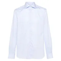 corneliani chemise en coton à col italien - bleu