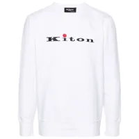 kiton sweat en coton à logo appliqué - blanc