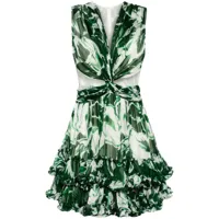 costarellos robe courte plissée à fleurs - vert