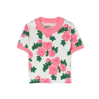 mini rodini t-shirt roses en coton biologique
