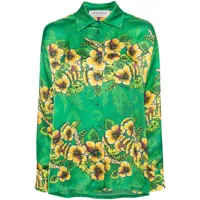 ermanno firenze chemise en satin à fleurs - vert
