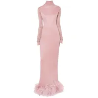 16arlington robe longue finca à détails de plumes - rose