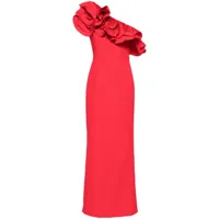 rebecca vallance robe longue chiara à appliques fleurs - rouge