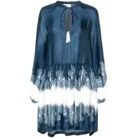 ermanno firenze robe courte à imprimé dentelle - bleu