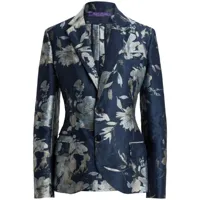 ralph lauren collection blazer peak à fleurs en jacquard - bleu