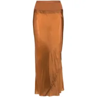 rick owens jupe satinée à taille élastiquée - orange