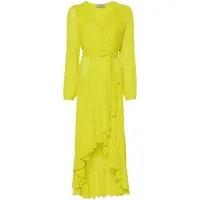 twinset robe longue à design plissé - jaune